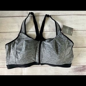 avenue sports bra clip inside, zipper front